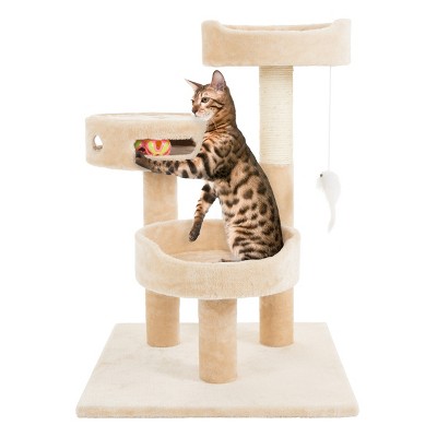 Pet Adobe Cat 3-Tier Tree House and Play Area - Tan