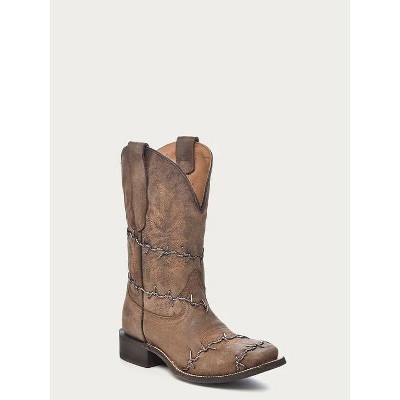 Corral Boots Mens Barbed Wire Brown Square Toe Cowboy Boots