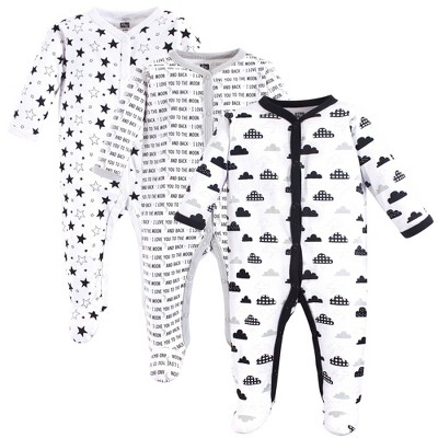 Hudson Baby Baby Cotton Snap Sleep and Play 3pk, Moon And Back