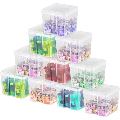 IRIS USA Vertical Storage Container, Stackable Plastic Bin for Stationery, Clear