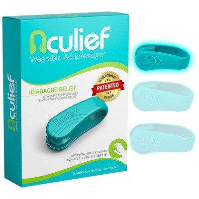 Aculief Acupressure Headache, Migraine, Tension Relief Wearable – Supporting Acupressure Relaxation - 1 Pack (XS/Kids, Teal)