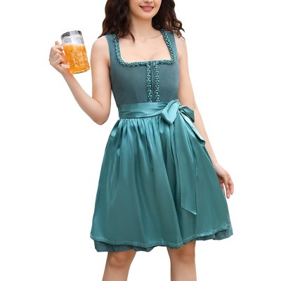 Women's 2 Pieces Dress Sleeveless Zipper Front A Line Midi Dress Halloween Costumes for Women