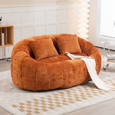 MOONMISS Giant Bean Bag Chair Couch, 57''W Oversized Bean Bag Sofa with Foam Filler, Lazy Loveseat Chair with 2 Pillows for Living Room