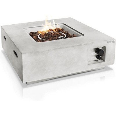 SereneLife Propane Gas Fire Pit Table - 40,000 BTU Square Gas Firepits with Cover for Outdoor Use