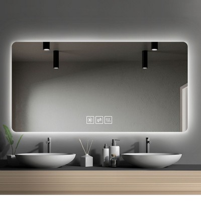 Bathroom Vanity Mirror,Rounded Square Mirror Frameless Bathroom Wall Mirror Anti-Fog Waterproof-The Pop Home