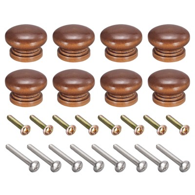 Unique Bargains Round Wood Drawer Cabinets Knobs and Pulls with Screws 8 Pcs