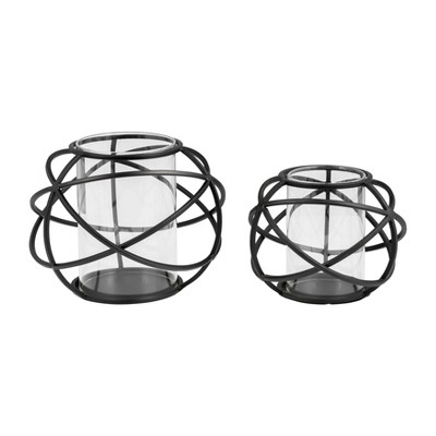 Sagebrook Home Set of 2 Decorative Orb Candle Holders - Contemporary Round Orb Shaped Votive Candle Tea Light