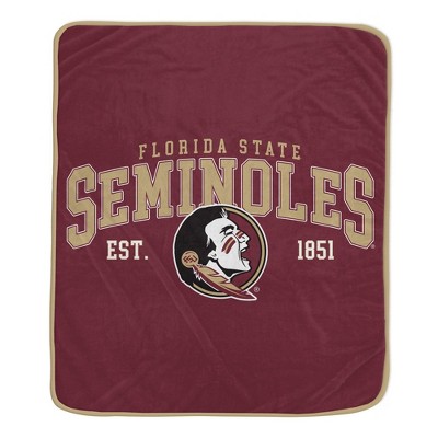 NCAA Florida State Seminoles Vintage Arch Block Flannel Fleece Blanket: Sports Team Logo Throw