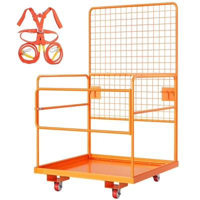 45" x 43" Forklift Safety Cage,2200 LBS Heavy Duty Steel Forklift Man Basket, Foldable Forklift Work Platform for Aerial Work