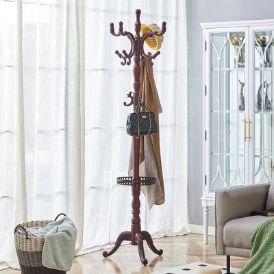 KTMBDW Coat Rack Freestanding Wood Coat Tree Rack with 8 Hooks, Creative Design Tree Branch-look, Standing Clothes Hanger Stand for Bedroom