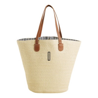 Personalization Mall Initial Straw Beach Bag