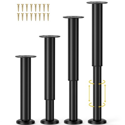 Aoibox Adjustable Bed Center Support Legs 10-17 Inch Heavy Duty Metal Furniture Legs for Frame Sofa Table Cabinet 4 Pack