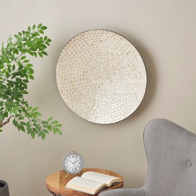 Olivia & May 27"x27" Mother of Pearl Shell Wall Decor: MDF, Modern Style, Vertical Display