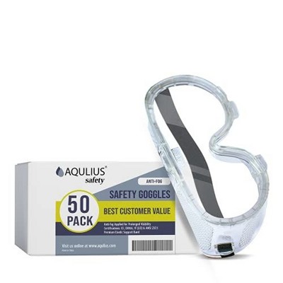 Aqulius 50 Pack Safety Goggles ANSI Z87+ Certified for Nurses Construction Fabrication Lab Work Chemistry Science Onion Cutting