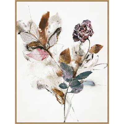 32" x 42" Playing Flower 1 by Design Fabrikken Framed Canvas Wall Art Print - Amanti Art: Botanical Rose Lithograph