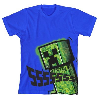 Minecraft Creeper Ssssssss Youth Boy's Royal Blue T-Shirt