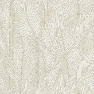 RoomMates Swaying Fronds Peel and Stick Wallpaper Taupe: Removable Vinyl, Self-Adhesive, Botanical Floral, 28.2 Sq Ft Coverage