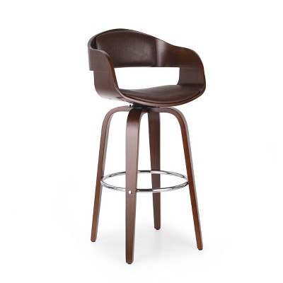 Clyo Mid-Century Modern Upholstered Swivel Barstool - Christopher Knight Home