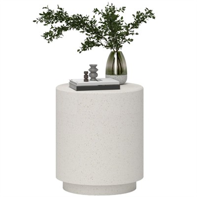 DSVIMOY Patio End Tables, 17 Inch End Tables for Patio, Garden Small Accent Decorative Stool, Tree Stump Stool, White, 14.5"*14.5"*17"