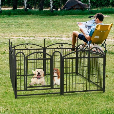 KTMBDW Foldable Dog Playpen for Indoor/Outdoor Metal Dog Pen Pet Fence with Doors, Heavy Duty 28 Inch 8 Panels Dog Pen for Medium Small Dogs
