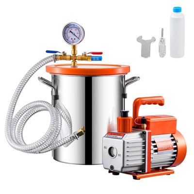 VEVOR 3 Gallon Vacuum Chamber and 3.5 CFM Pump Kit, Stainless Steel Chamber, Single Stage Vacuum Pump Degassing Chamber Kit, Silver