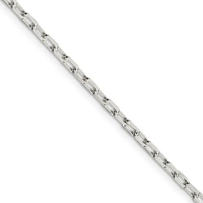Black Bow Jewelry 2.9mm Sterling Silver D/C Solid Elongated Cable Chain Necklace