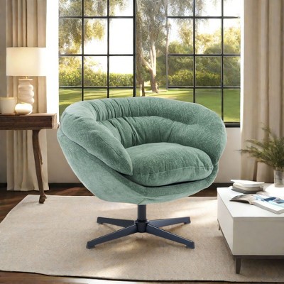 Okak Modern Chenille Swivel Office Chair with Removable Cushion,Comfy Accent Chair for Living Room,Apartment