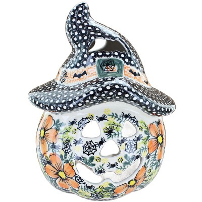 Blue Rose Polish Pottery 547 Vena Small Scarecrow Pumpkin