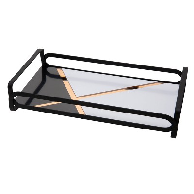Home Details Block Print Vanity Tray Matte Black : Microfiber, Machine Washable, Non-Slip Backing