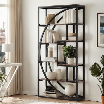 Hommoo Industrial Bookshelf Bookcase with 8 Open Storage Shelf