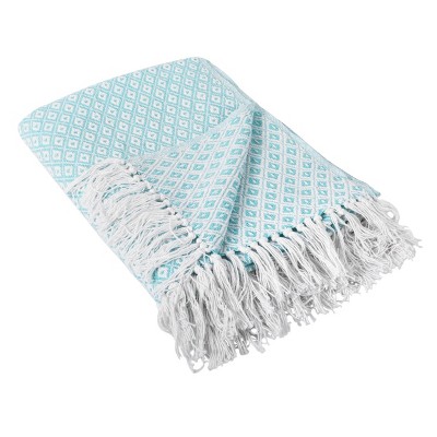50"x60" Mini Diamond Throw Blanket Aqua - Design Imports