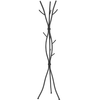 TiramisuBest Black Metal Free - Standing Coat Rack Hall Tree: 74" Tall with 11 Hooks, Ideal for Entryway & Bedroom, Contemporary Modern Design!