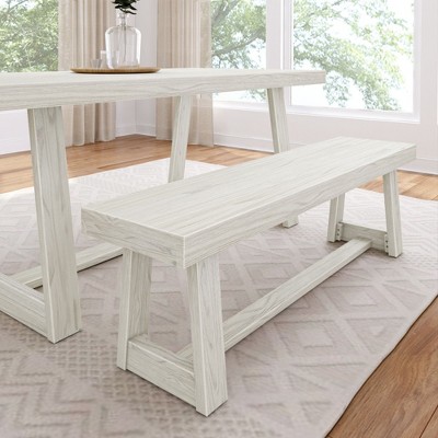 Plank+Beam Farmhouse Dining Bench, Solid Wood Bench for Dining Table/Kitchen, 60", Walnut Wirebrush