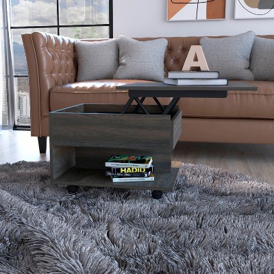 CAVINAS Coffee Tables for Living Room 15.3" H Rectangle Modern Lift Top Coffee Table with Casters and 1 Open Shelf