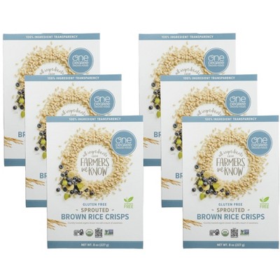 One Degree Organic Foods Sprouted Brown Rice Crisps Cereal - Case of 6/8 oz