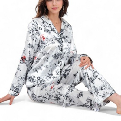 Anna-Kaci Lounge Women's Floral Print 2-Piece Sleepwear Set with Relaxed Fit