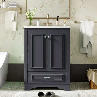 NicBex Bathroom Vanity without Sink/with Sink,Modern Bathroom Sink Vanity with Soft Closing Doors and Drawers,24"/36" Bathroom Sink Cabinet,Gray/Green