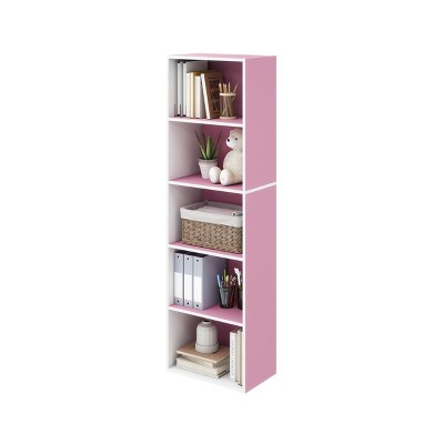 HOMLUX 5 Cube Decorative Open Bookshelf Kids Toy Storage Organizer Horizontal Vertical, Pink