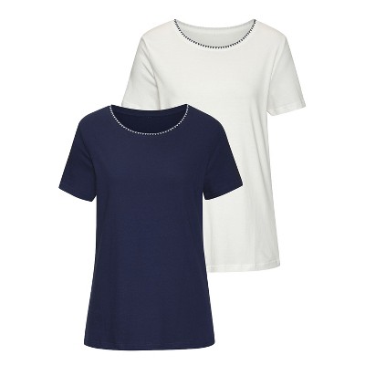Women's 2 Pack Trim Detail Tops - LASCANA