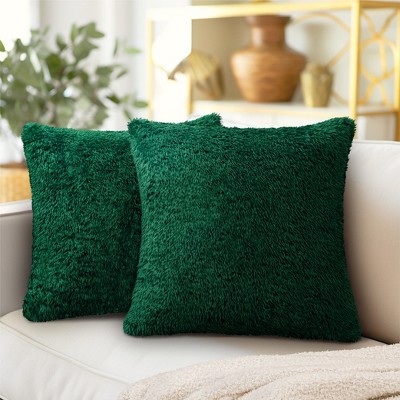 PAVILIA Set of 2 Fluffy Throw Pillow Covers, Decorative Faux Shearling Fur Square Cushion Accent for Bed Sofa Couch