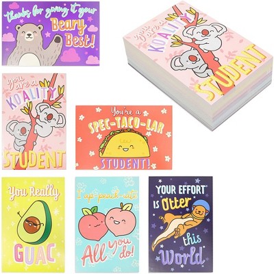 Bright Creations 96-Pack Teacher Postcards for Students, 6 Cute Cartoon Illustrations (4 x 6 Inches)