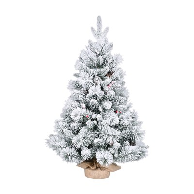 Dexmalle 3FT 170 Tips Flocked Christmas Tree with PE/PVC & Pine Needle Branches