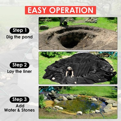 Pond Liner, Easy Cutting & Uv Resistant, for Fish or Koi, Features, Waterfall Base, Fountains and Water Gardens