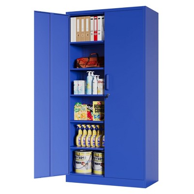 Mlezan 72H" Metal Storage Cabinets with Lock, Garage Storage Cabinet with 2 Door and 5 Adjustable Shelves, for Home, Office, Gym, Garage