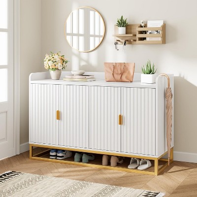 47.2" Fluted Modern Sideboard w/Doors & Adjustable Shelves - Storage Cabinet for Living Room, Kitchen, Entryway | Media Console