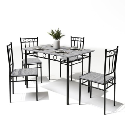 Vipbear 5 PCS Dining Table Set Industrial Style Kitchen Table & Chairs for 4 Space-Saving Kitchen Table Set for Small Space,Dinette,Apartment