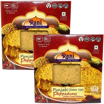 Rani Brand Authentic Indian Foods | Pappadums Punjabi Papad - Extra Hot