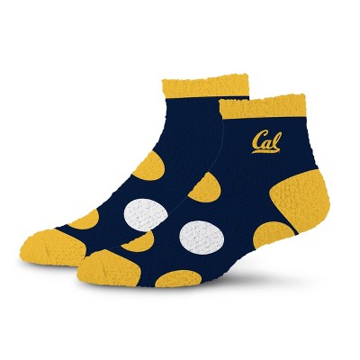 NCAA Cal Berkeley Golden Bears Big Dot Fuzzy Sleep Soft Socks: Polka Dots Knit Ankle Socks