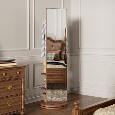 KTMBDW Solid Wood Full Length Mirror Coat Rack, 66" x 14" Oversize Standing Mirror Full Length, Floor Mirror for Living Room, Entryway