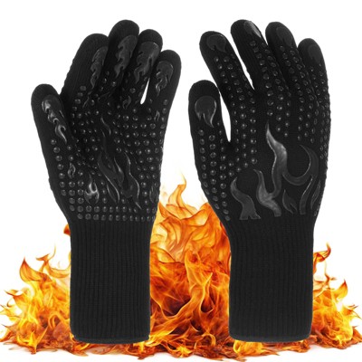 Unique Bargains Silicone Heat Resistant Fireproof Grilling Gloves 1472°F High Temp Resistance 1 Set